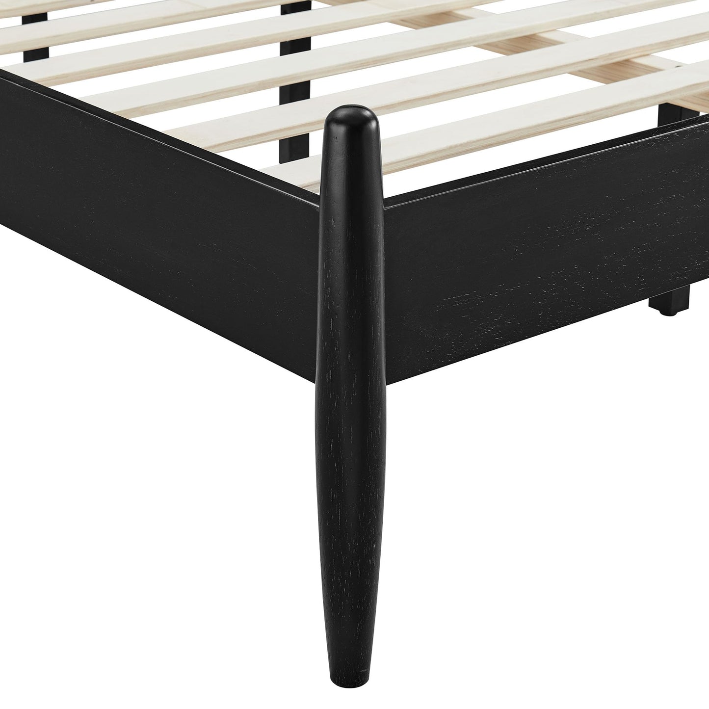 Modway Zane Twin Size Spindle Bed in Black – Solid Wood Platform Bed Frame with Headboard, No Box Spring Needed