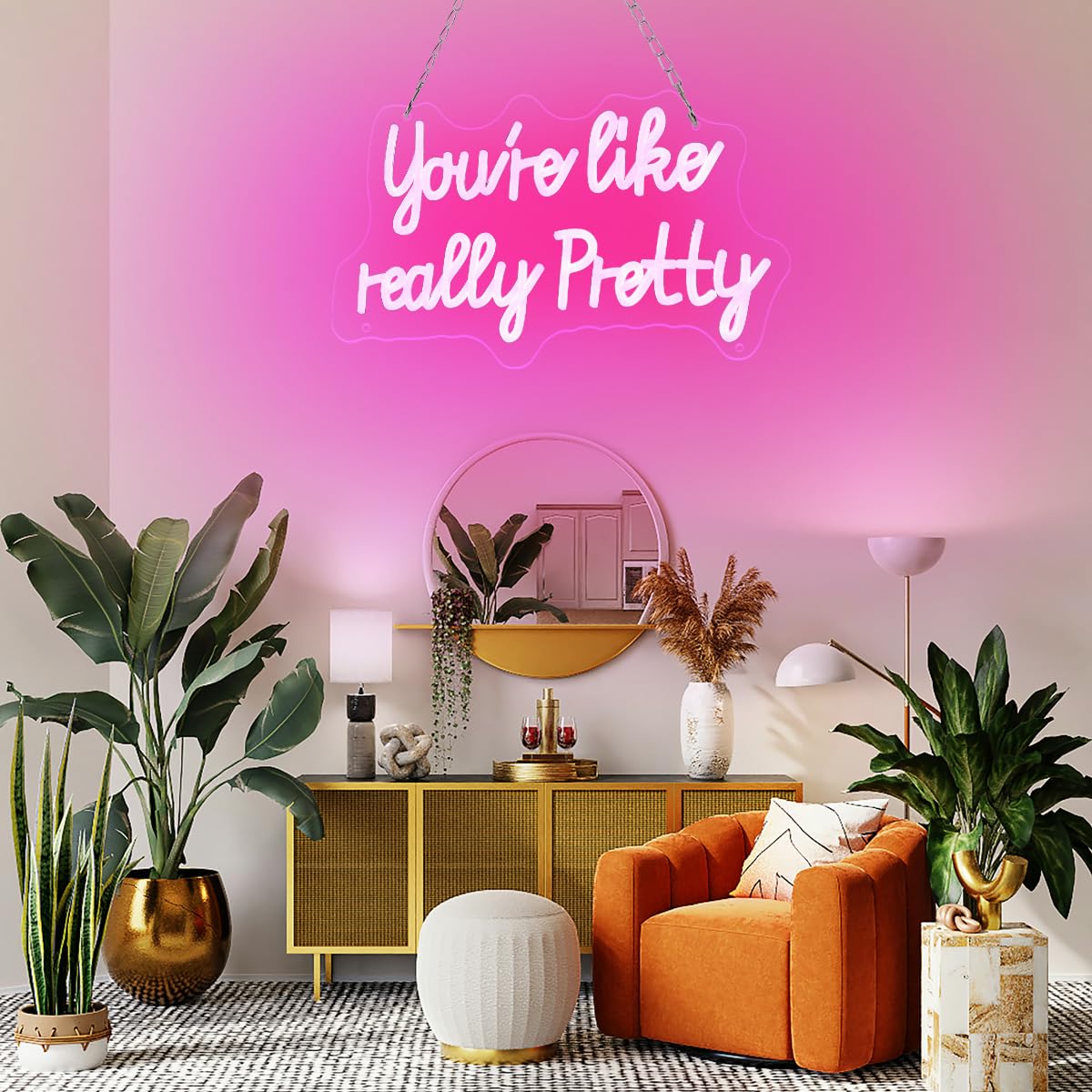 You Are Like Really Pretty LED Neon Sign, 15 * 9 inch, Pink USB Powered Neon Sign for Room Decor, Girls Room, Party, Gifts
