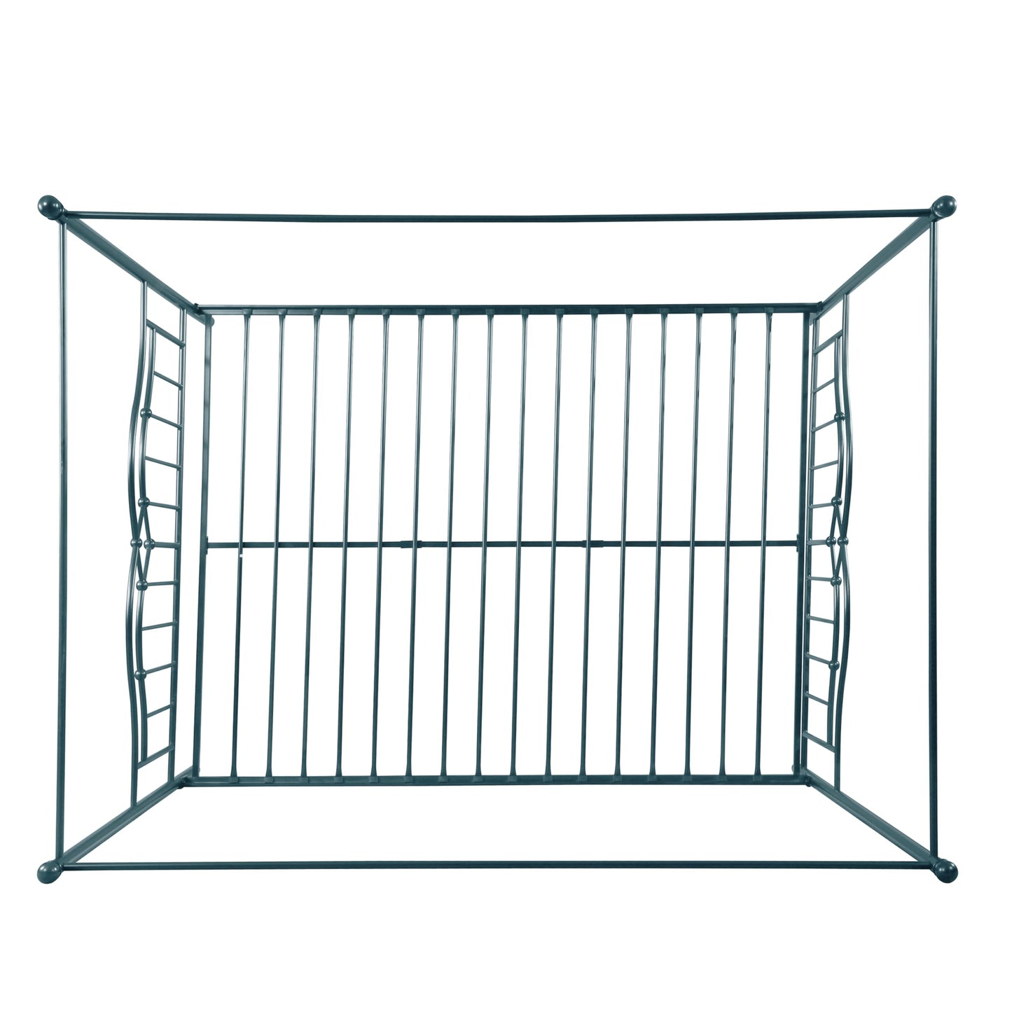 Christopher Knight Home Eileen Metal Canopy Bed Frame Queen Size with Headboard/Footboard, 4 Poster Platform Queen Bed Frame with Classic Knob Posts, Iron Slat Support, No Box Spring Needed, Blue