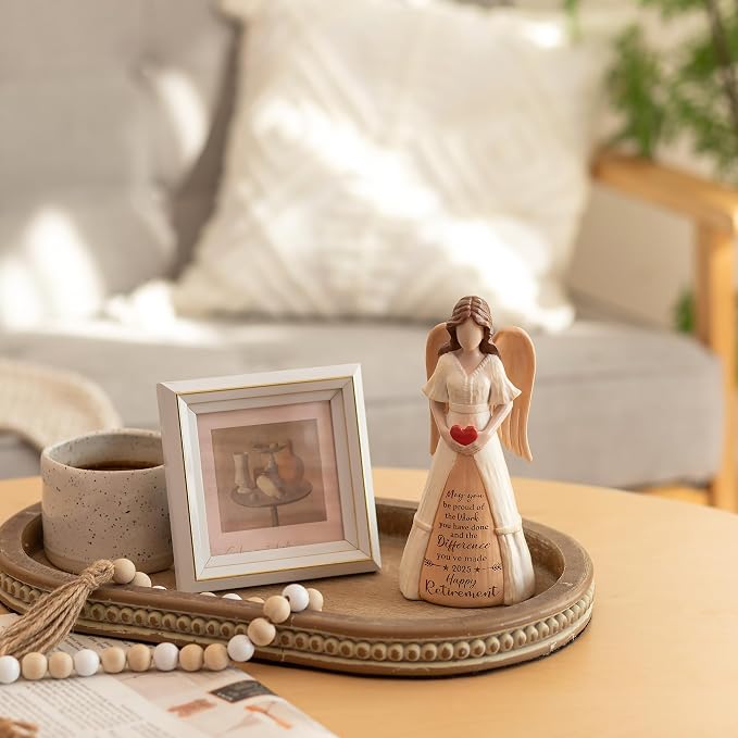 Hanobe Decorative Trays for Coffee Table : Vintage Oval Centerpiece Tray Wood for Farmhouse Dining Table Decor Round Bathroom Tray for Living Room Kitchen Counter