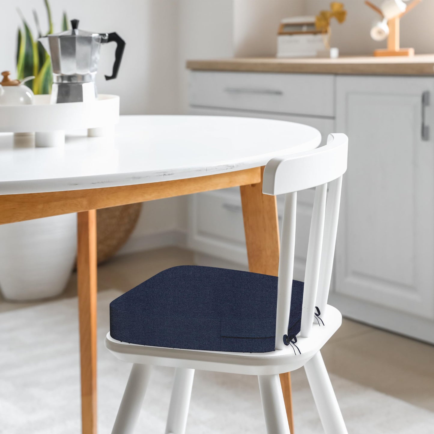 Iristykilin 17'' x 16'' x 2.5"Thick Chair Cushions for Dining Chairs, 4 Pack WaterProof Easy Clean Kitchen Chair Pads with Ties and Non-Slip Backing - 30D High Elastic Foam Soft Kitchen Chair Cushions