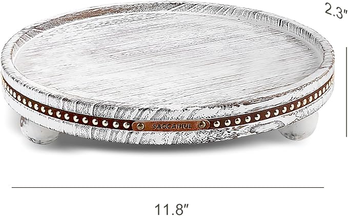 Decor Decorative Round Tray 11.81in for Home Decor for Coffee Table Farmhouse Kitchen Table Living Room Bathroom Centerpiece Tray Decor