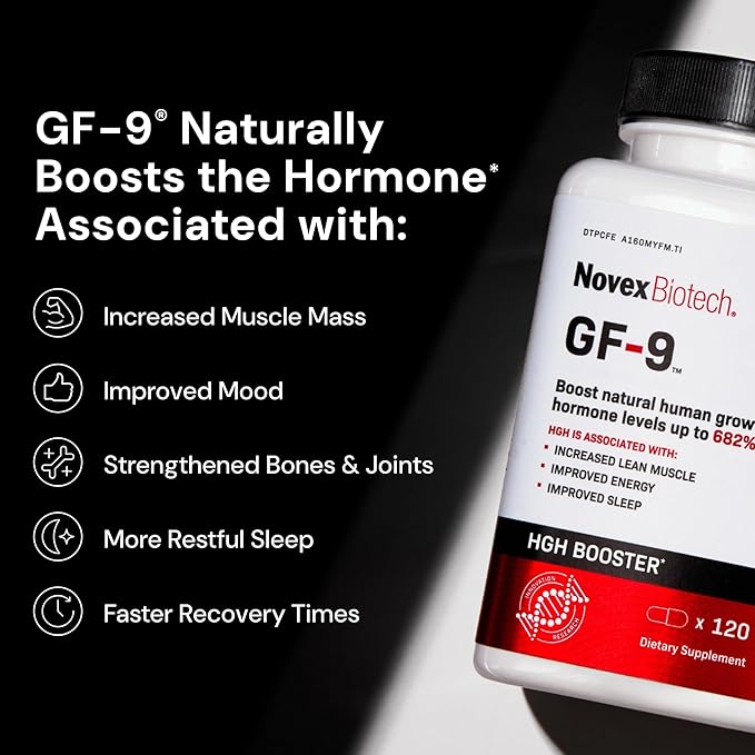 Novex Biotech GF-9 ??HGH Boosting Supplement for Men ??Workout Complex for Men ??Support Energy, Endurance, Sleep, 84 Ct (21-Day Supply)