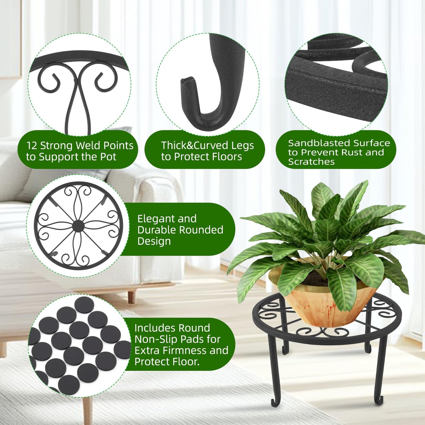6 Pack Outdoor Plant Stand, Heavy Duty Metal Plant Stand, Flower Pot Stand Indoor Outdoor , Rust Proof Iron Planter Stand, Multi-Size Plant Pot Stands, Pot Stands for Plants Indoor Home Garden Patio