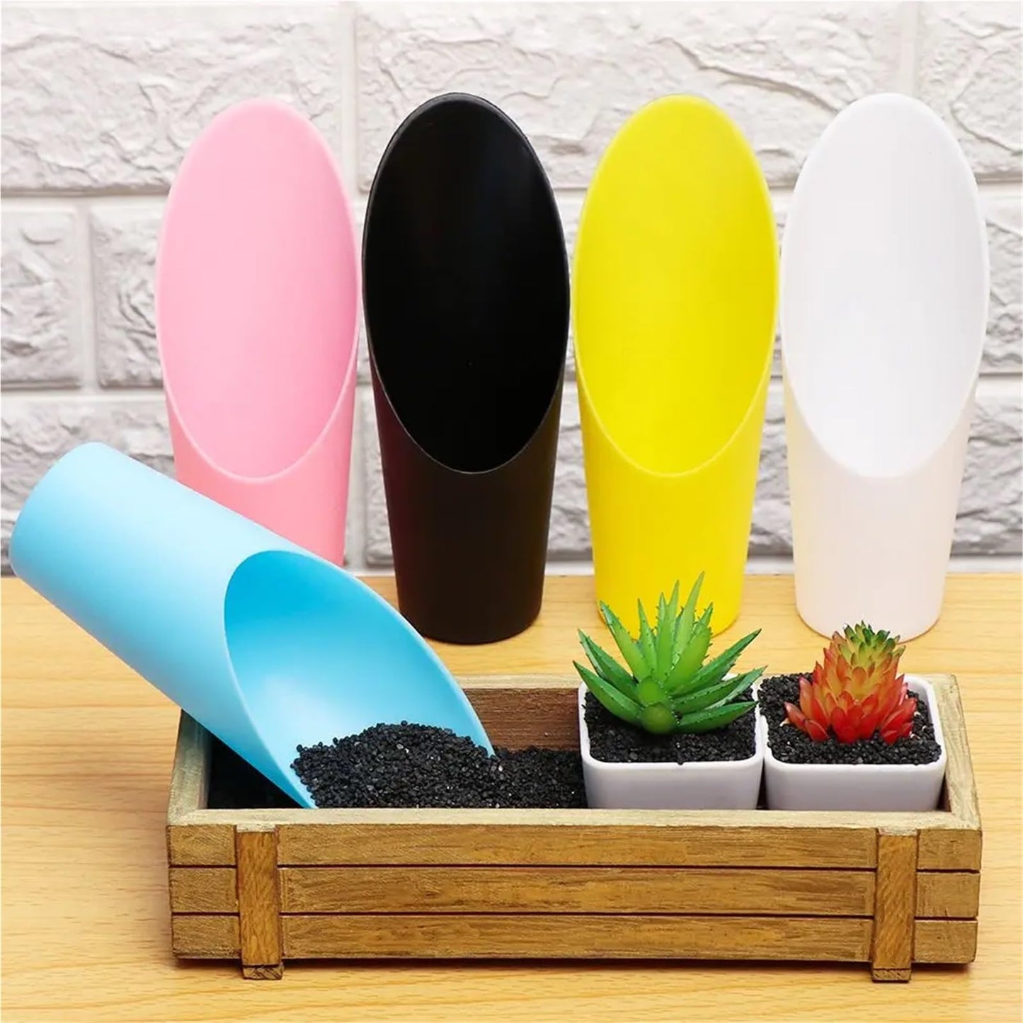 Bonsai Soil Scoop 6PC Plastic Soil Shovel Cup for Garden Spade Cultivation Bucket Potted Bonsai Fleshy Plant Mini Home Gardening Tools(Blue)