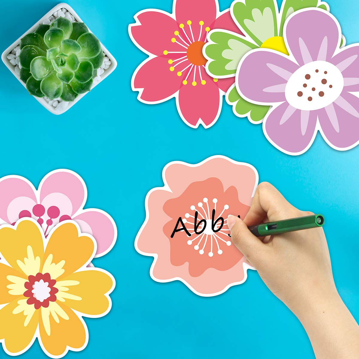 Ceiba Tree 54 Pcs Flower Cutouts Summer Flowers Bulletin Board Decorations Spring Cut-Outs for Party Home Classroom Back to School Decor