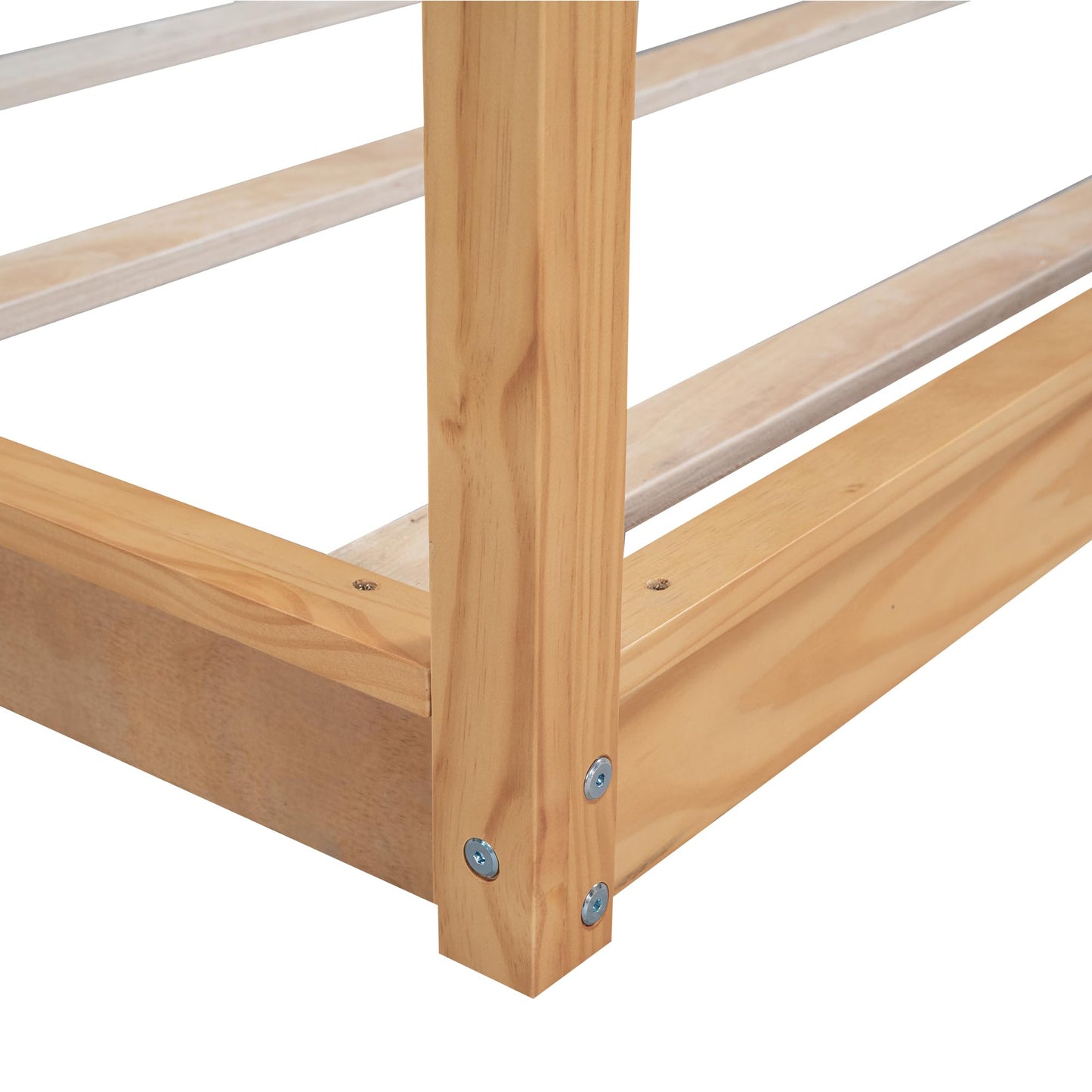 Merax Modern King Size Wood Canopy Bed Floor Platform Bed Frame/No Box Spring Needed/Easy Assembly, Nutural