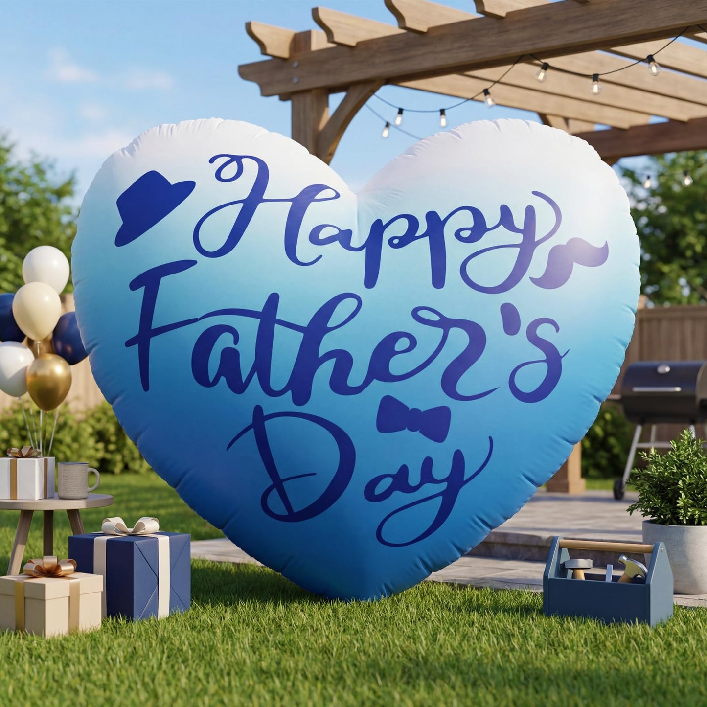 6.5FT Inflatable Happy Mother's Day Decorations, Father's Day Inflatable Double Side Decorations, Giant Hearts Built-in LED Lighted Blow Up Decoration Home Yard Outdoor Indoor Decor