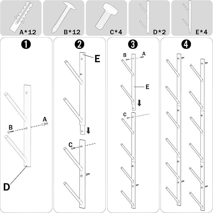 Skateboard Wall Mount, 6-Tier Skate Board Rack Wall Mount, Snowboard Storage Longboard Deck Organizer, Skateboard Wall Display Hanger Holder