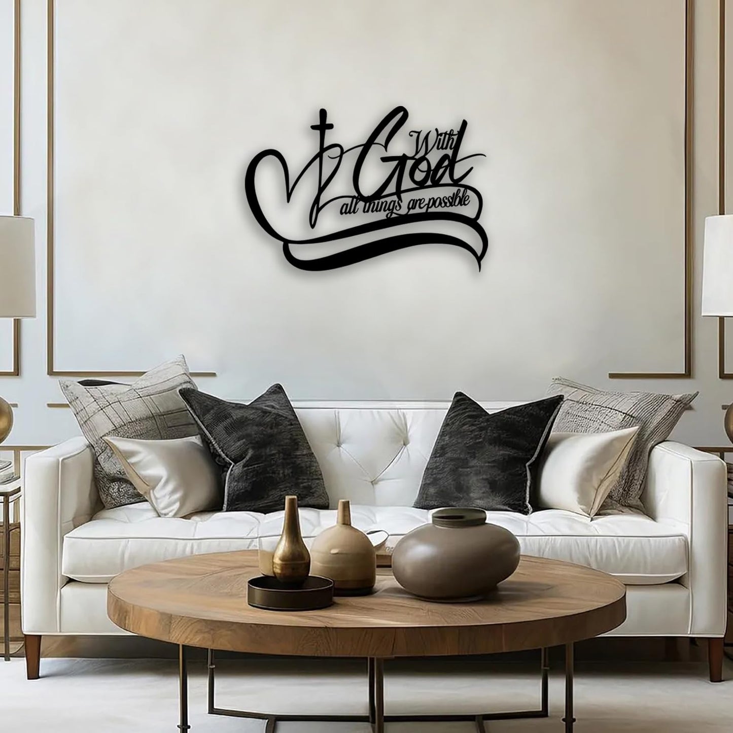 OPTYBVFD Cross Metal Wall Decor - Inspirational Room Decor Christian Wall Art Motivational Scripture Home Decor for Living Room, Bedroom, Dining Room, Bathroom, Office (Black)
