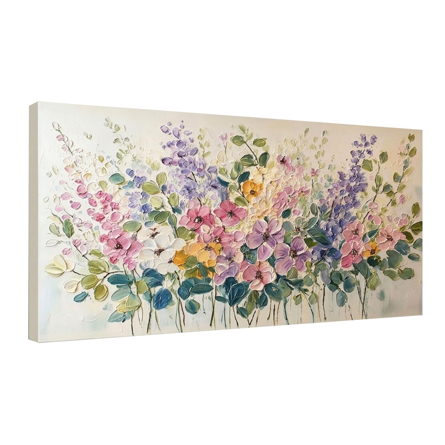 CANVISTA 40"x20" Large Floral Canvas Wall Art with Inner Frame, Modern Flower Print Painting Home Decor for Dining Living Room, Bedroom, Hallway, Office (Wildflower-Impasto, 40"x20")