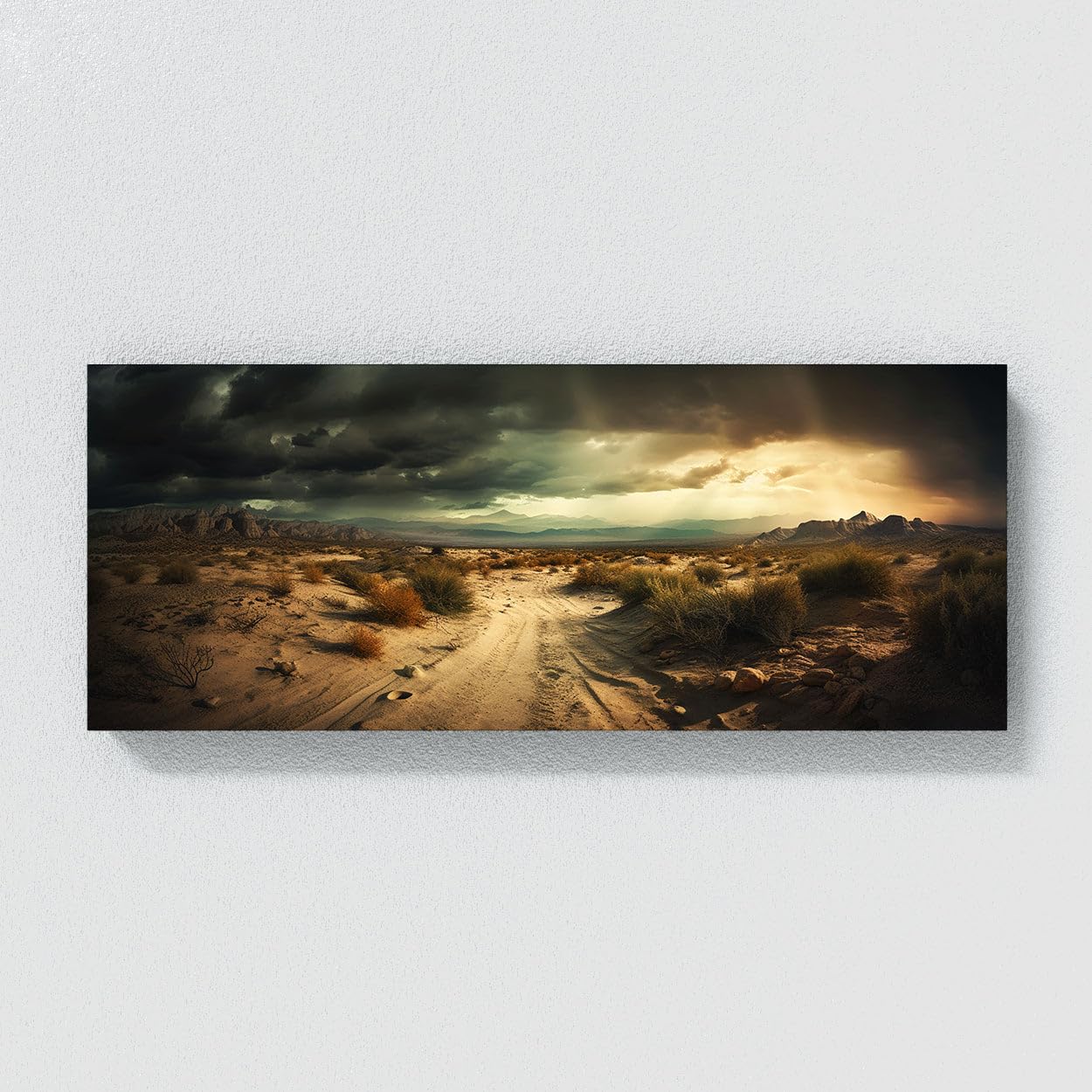 Sense Canvas Desert Landscape Stormy 16 Canvas Art - Home Decor Wall Art Print Poster Painting Large 40x16 / 0.75"