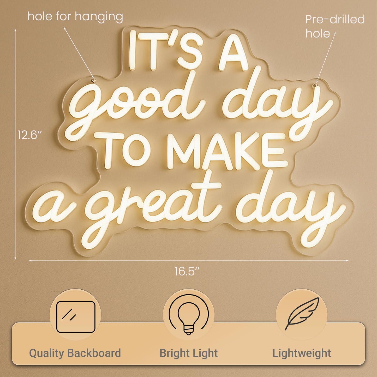 Motivational Neon Sign, LED Wall Light Warm White Glow for Bedroom, Office, Classroom, Home Decor, Gift Idea