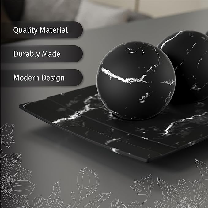 Creative Scents Black Marble Look Home Decor Bowl and Orb Set - Coffee Table Decor for Living Room - Centerpiece Table Decorations for Dining Table, Kitchen Counter, Foyer - Elegant House Decoration