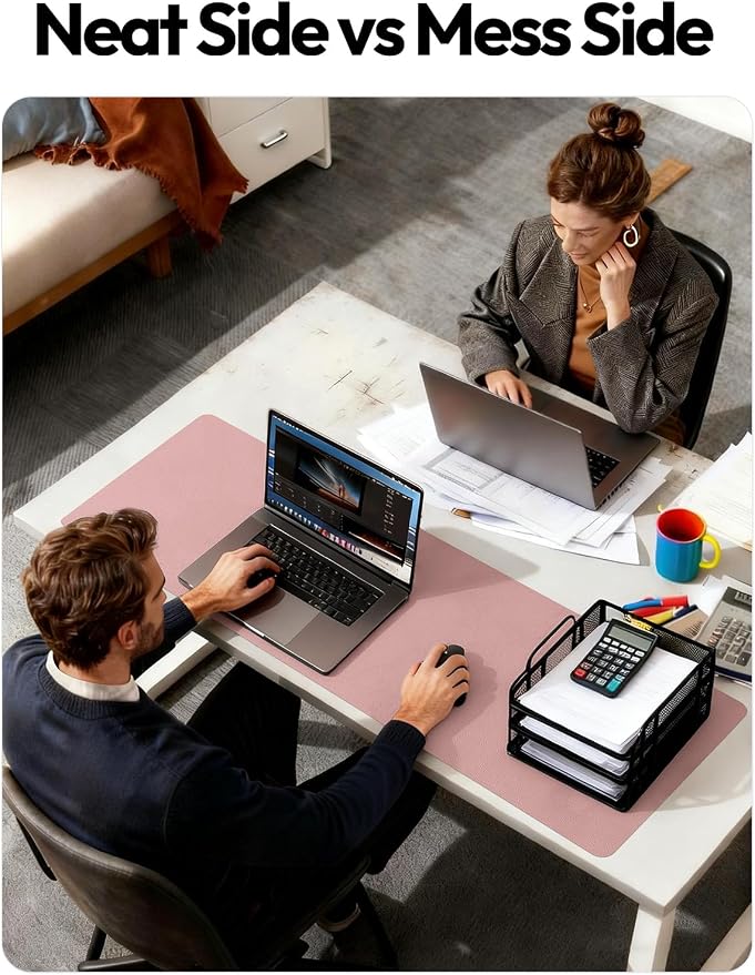 YSAGi Leather Desk Protector, Office Mat, Large Mouse Mat, Non-Slip PU Leather Blotter, Laptop Pad, Waterproof Writing Pad for Office and Home (Pale Mauve, 47.2" x 23.6")