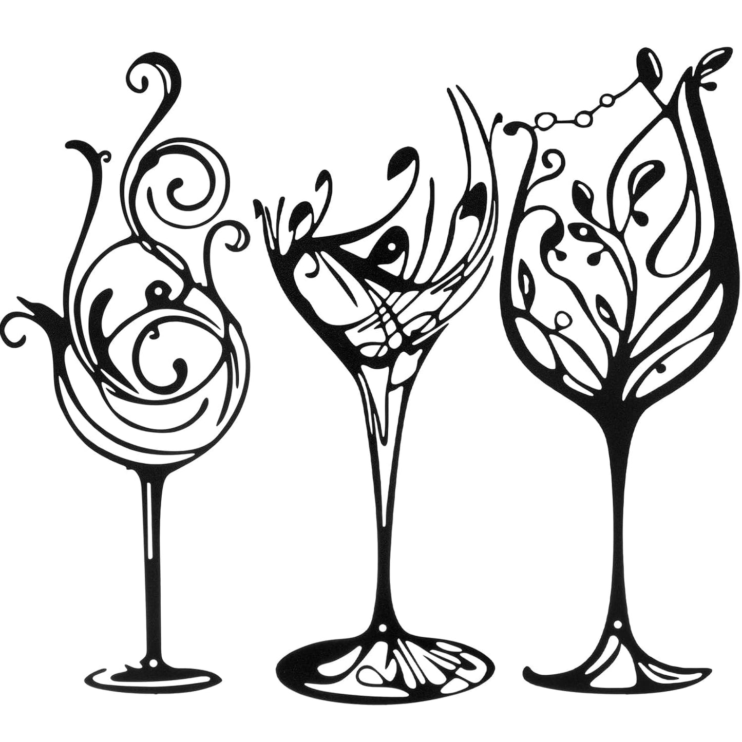 TYFYO 3 Pcs Wine Wall Art Decor - Black Metal Wine Signs Set of 3, Modern Industrial Bar Decor for Dining Room, Kitchen, and Entertaining Spaces - Unique Drinker Gift for Men and Women