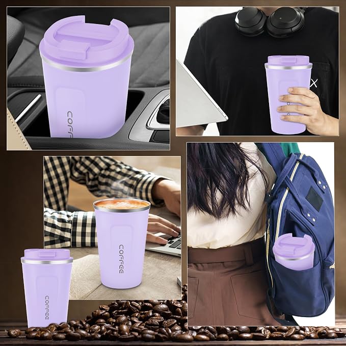 CS COSDDI 12 oz Stainless Steel Vacuum Insulated Tumbler - Coffee Travel Mug Spill Proof with Lid - Coffee Cups for Keep Hot/Ice Coffee,Tea and Beer