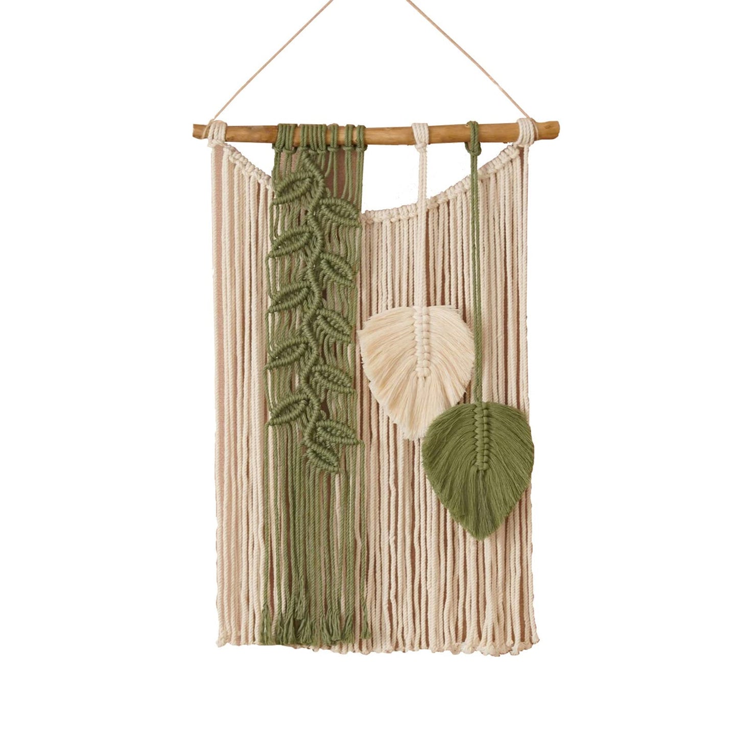 TITA-DONG Macrame Wall Hanging, Boho Woven Leaf Tassels, Modern Art for Bedroom Living Room Decor, Green Yellow(Green)