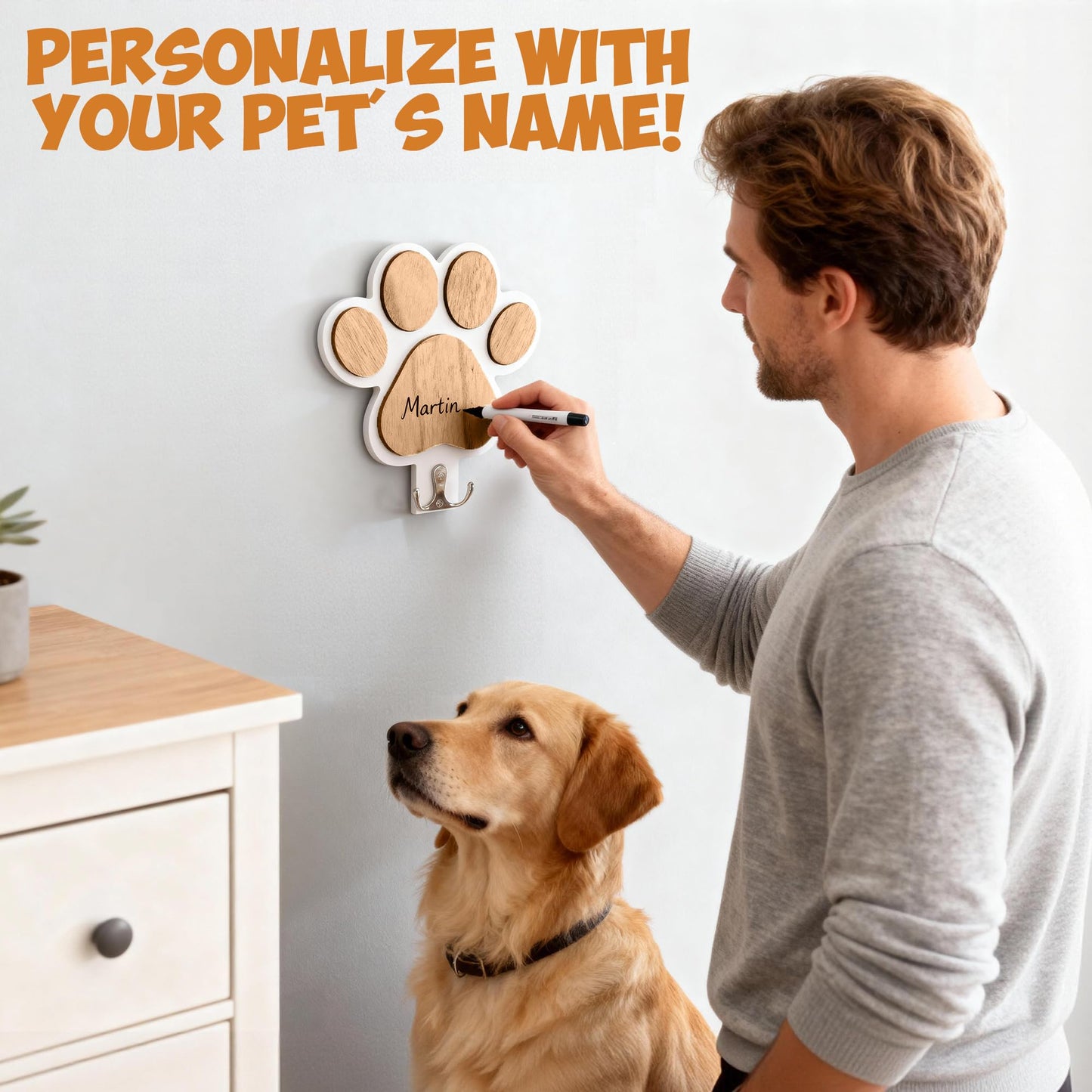 Pipigaty 2-Pack Dog Leash Holder for Wall By the Door, Paw-Shaped Leash Hooks for Wall Decorative Wall Hooks for Hanging Keychain, Coats & Towels, Gifts for Pet Lovers & Dog Owners