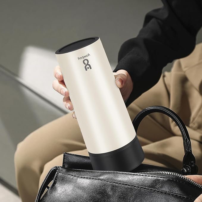 Travel Coffee Mug with 360°Lid, Travel Coffee Tumbler 12 oz Leak Proof, Stainless Steel Insulated Travel Mugs for Hot and Cold Spill Proof Leak Proof(Beige)
