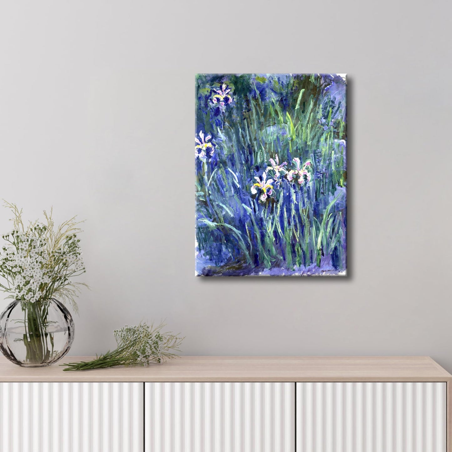 Wieco Art Canvas Print Wall Art Irises by Claude Monet Oil Paintings Reproduction Landscape Pictures Artwork on Canvas Art for Living Room Decorations and Wall Decor