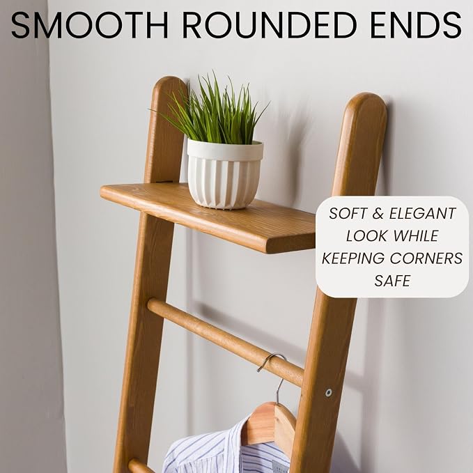 Solid Pine Wood Blanket Ladder for Living Room Bathroom Organizer Shelves, 7-Tier 5-Tier Freestanding Shelf, Freestanding Towel Rack Extra Storage, Wall-Leaning (Oak, Medium)