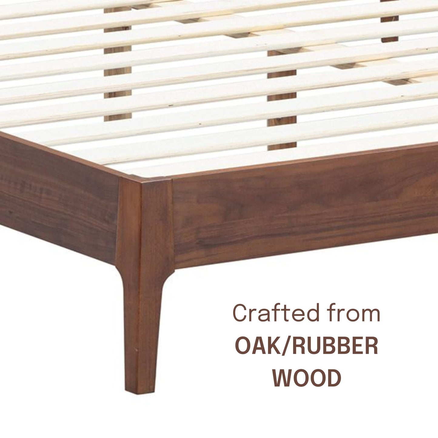 NTC Ruby Wooden Bed Frame with Headboard and Natural Rattan, Solid Oak/Rubber Wood Foundation with Silent Slats, 1000 Lb Capacity, Effortless Assembly (Natural Cane - Dark Walnut, King)