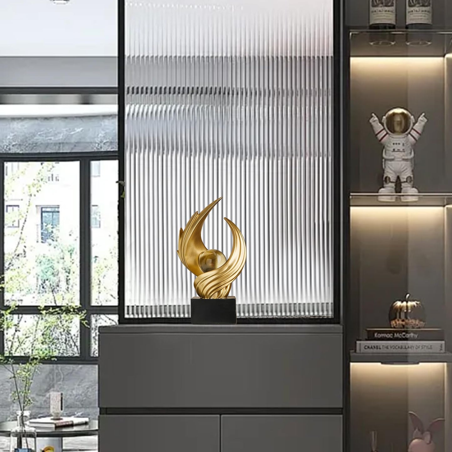XYQXYQ Abstract Art Sculpture, Resin Gold Decorative Statue, Modern White Ornaments for Living Room, Decorativas Modernas for Coffee Table, Entryway & Office Collectibles (Gold)