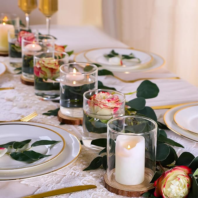 TBWIND 12pcs Small Glass Cylinder Vases for Centerpieces, 4 Inch Clear Flowers Vase for Wedding Decorations, Glass Hurricane Candle Holder for Home Decor Table Centerpiece