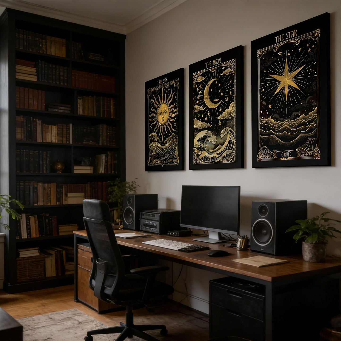 3Pcs Sun And Moon Celestial Canvas Wall Art Tarot Painting Picture Wall Decor astrology Poster Print Artwork for Bed Room Living Room Apartment Bath Room Study room Home Decoration