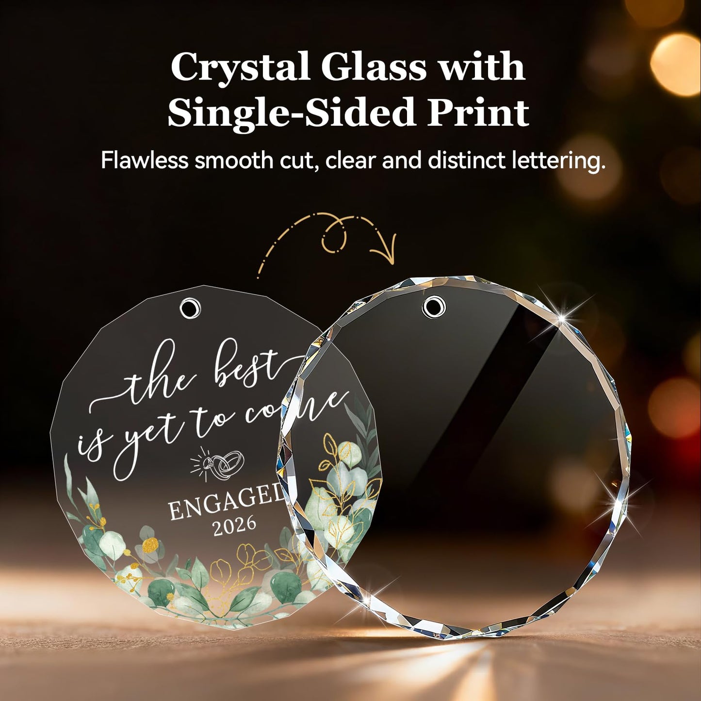 Emibele Engagement Gifts for Couples, Crystal Glass Engagement Gift for Newly Engaged Couples, Fiancee, Fiance, Just Engaged Decorations Bride to Be Gifts for Her, Round Crystal Ornament 2026
