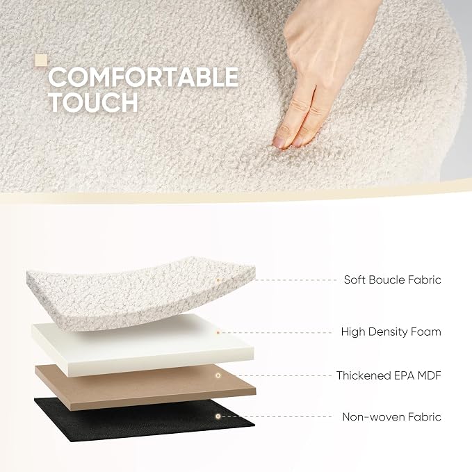B FSOBEIIALEO Ottoman with Storage for Living Room, Sherpa Folding Storage Ottoman Foot Rest, 43.3 Inches Collapsible Bedroom Bench White Cream