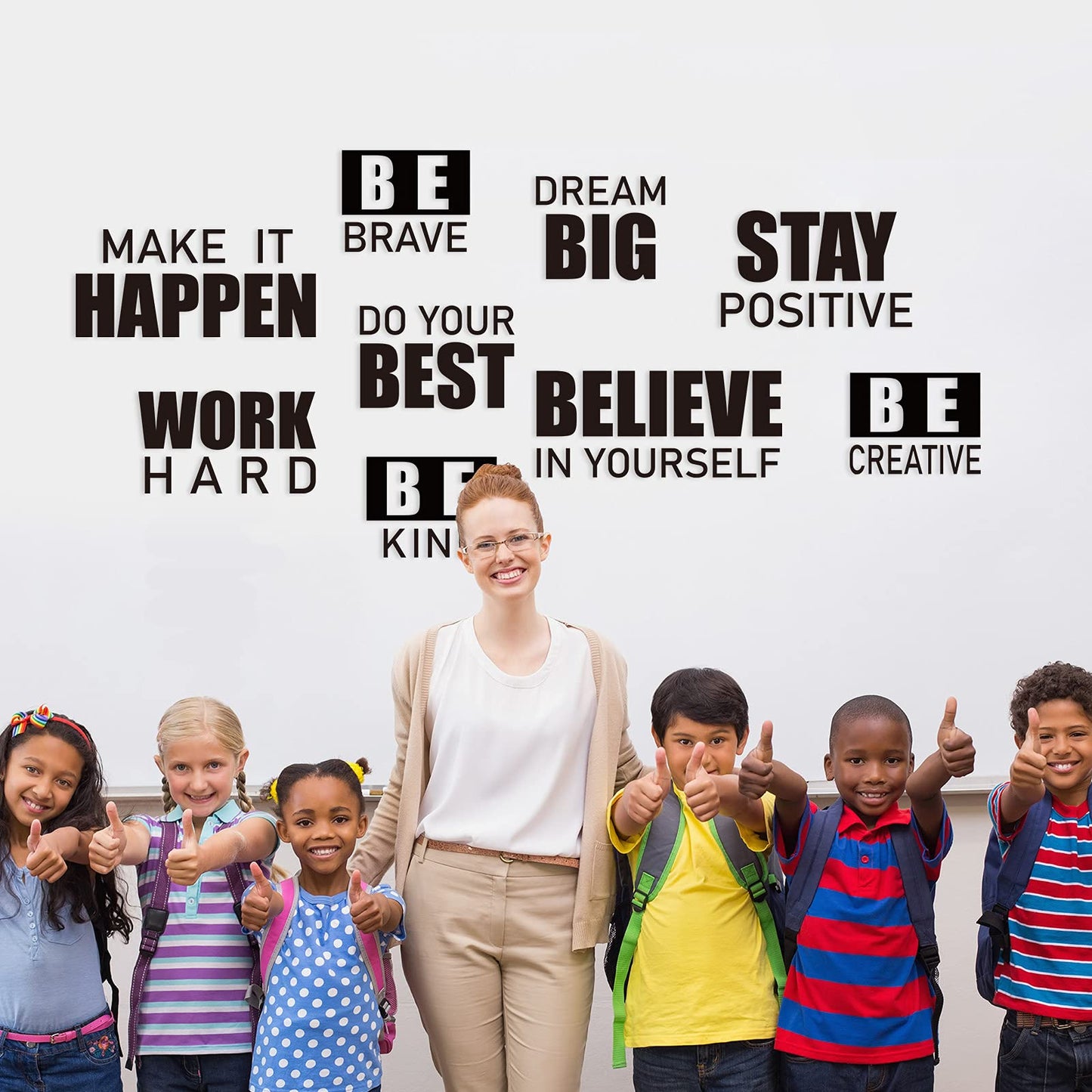 4 Sheets Inspirational Wall Decals Peel and Stick Motivational Phrases Wall Stickers Positive Quotes Vinyl for Library Home Classroom School Office Art Decorations