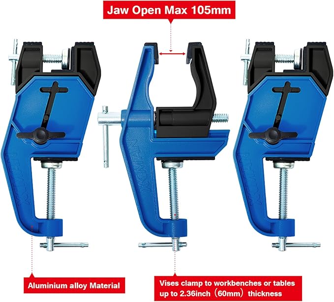 XCMAN Alpine Ski Vise PRO For Ski Tuning and Waxing Adjustable Angle and Height Durable and Stable - Jaw opens up to 105mm