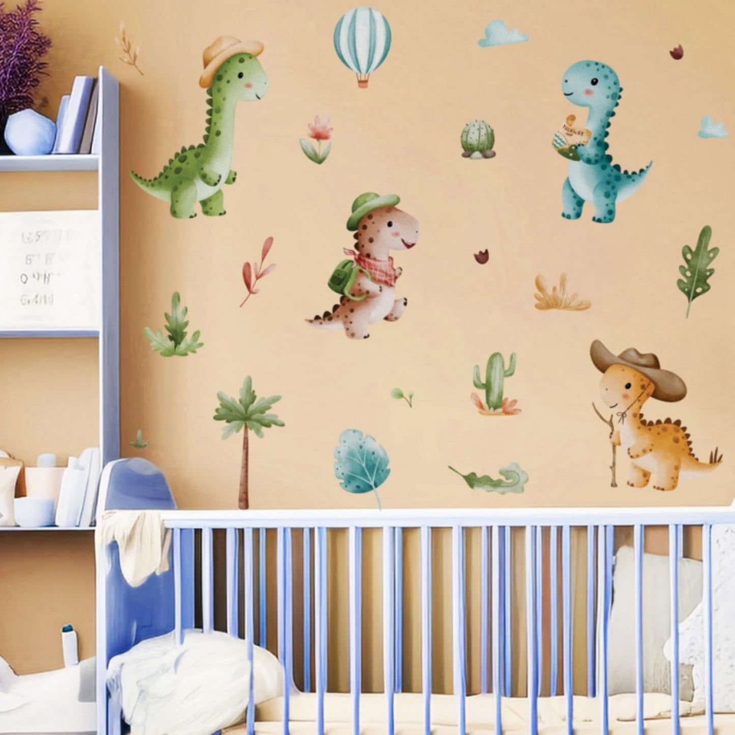 Cute Cartoon Dinosaur Wall Decal Dinosaur Wall Sticker Wall Decoration for Children's Room Kindergarten Nursery Self-Adhesive Sticker Pegatinas para Pared