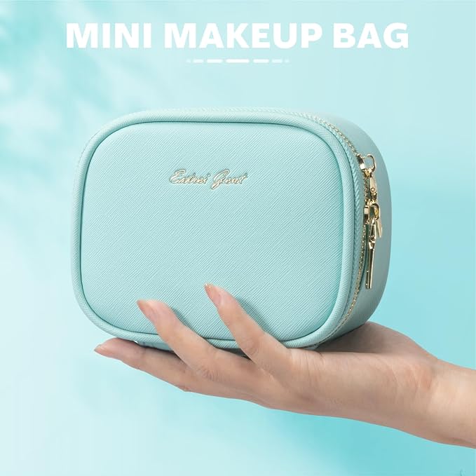 Mini Makeup Bag with Led Mirror, Small Travel Make up Bag 3 Light Modes Adjustable Brightness, for Women Organizer Cosmetic Bag, Portable Travel Train Toiletry Bag, for Pool Parties Work Touch-Ups
