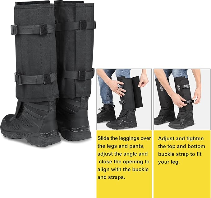 QOGIR Snake Gaiters 3 Pack: Durable Snake Guards for Hunting, Snake Gaiter Leggings for Men & Women, Snake Bite Protection for Lower Legs, Snake Proof Gaiters