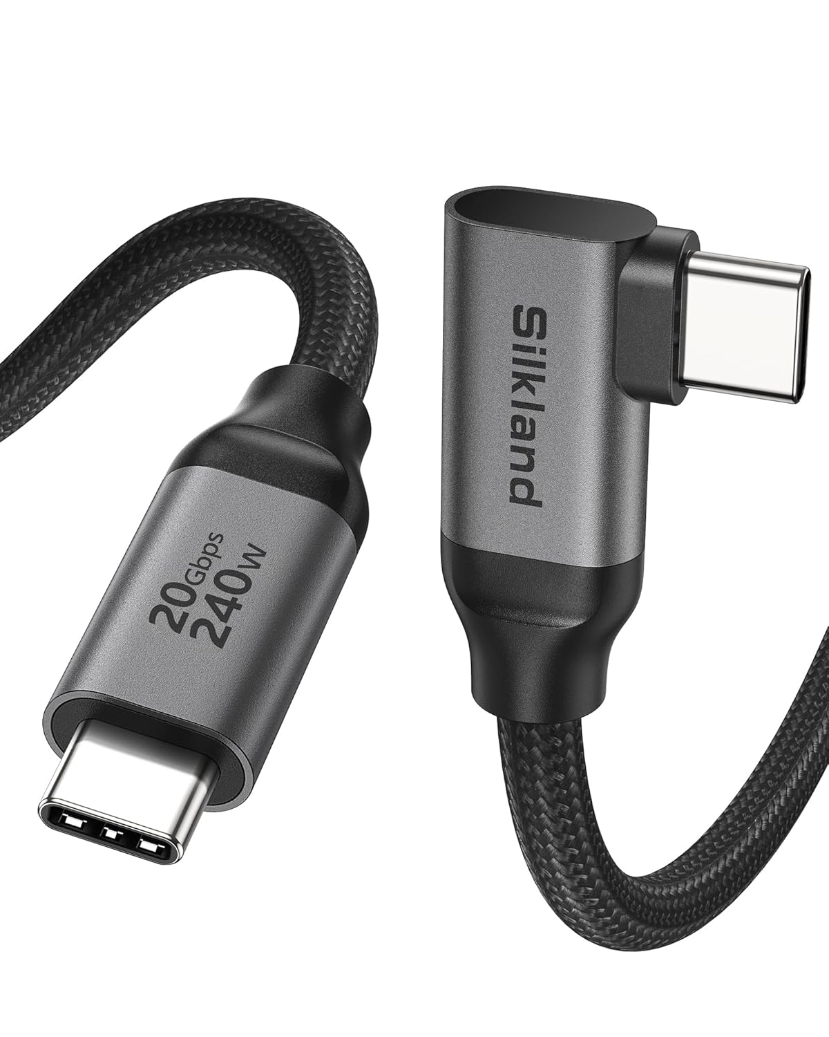 3.2 2x2 3.3FT, 20Gbps 90 5K/4K 60Hz 240W Silkland USB C Gen Cable Right Angle Degree High Speed Data Transfer, Type C