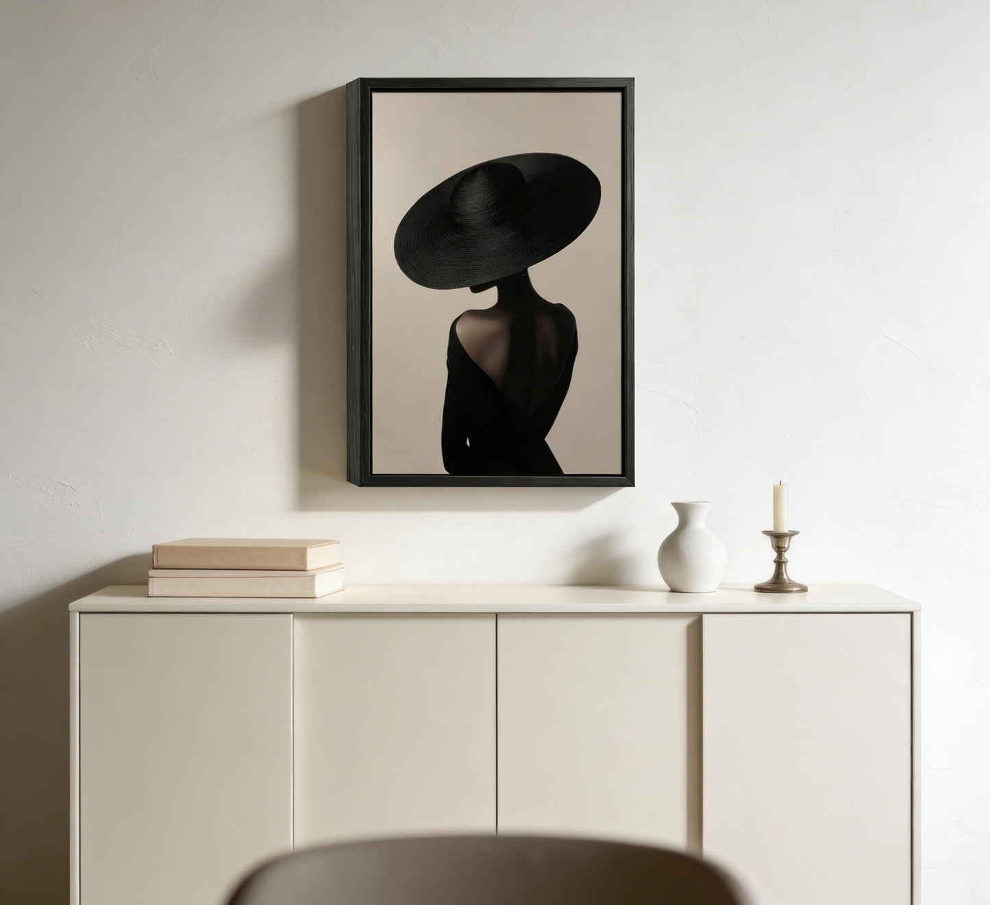 Framed African American Wall Art,Fashion Black Woman Silhouette Canvas Print Poster,Abstract Modern Elegant Wall Decor for Living Room Bedroom, Luxury Trendy Home Decoration,
