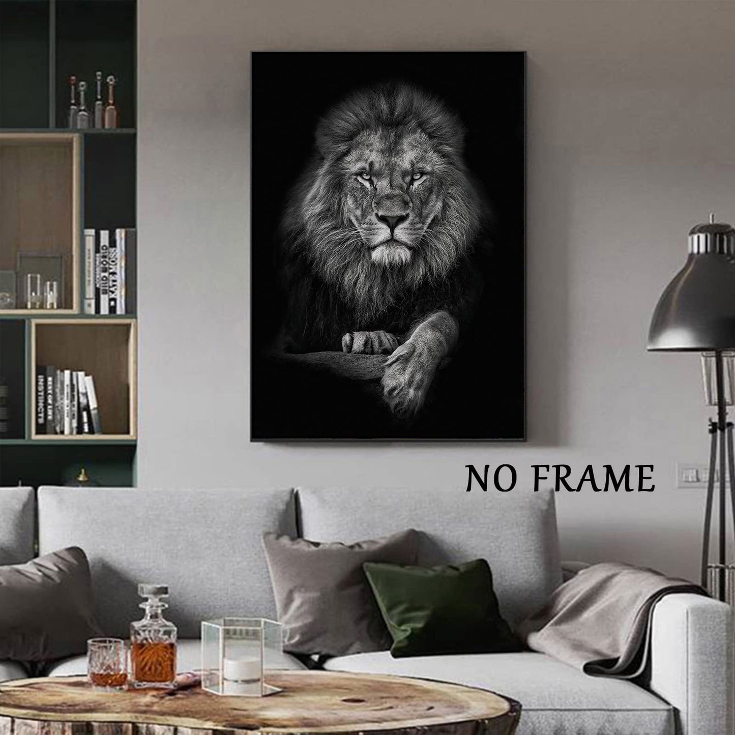 Black And White Lion Canvas Wall Art Animal Prints Portraits Lion Head Wall Art Painting Black And White Animal Posters Lions Portrait Canvas Artwork Wild Animal Pictures Wall Decor 16x24inch No Frame