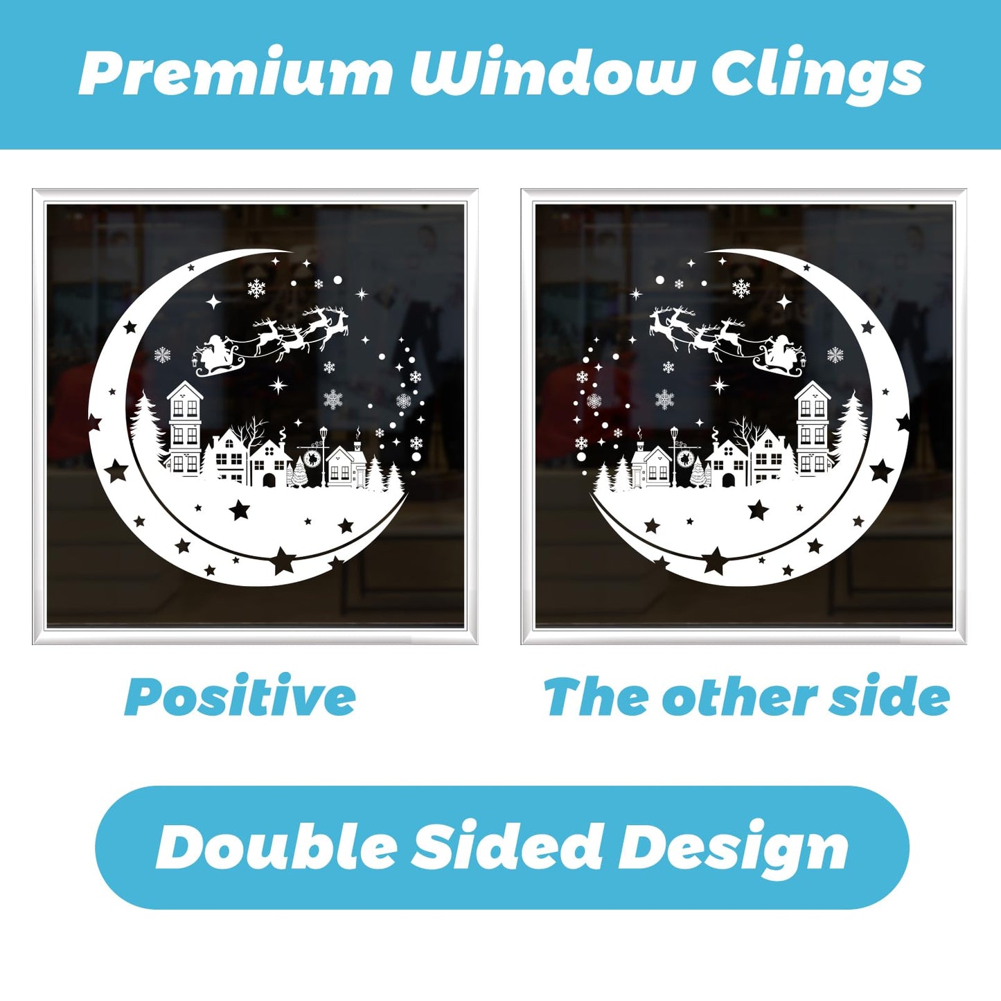 YLXLLSM Christmas Window Clings Decorations for Glass Window, 9 Sheets Winter Snowman Tree Snowflake Christmas Stickers Decoration, Double Sided Removable Xmas Decal for Home Party School Office Decor