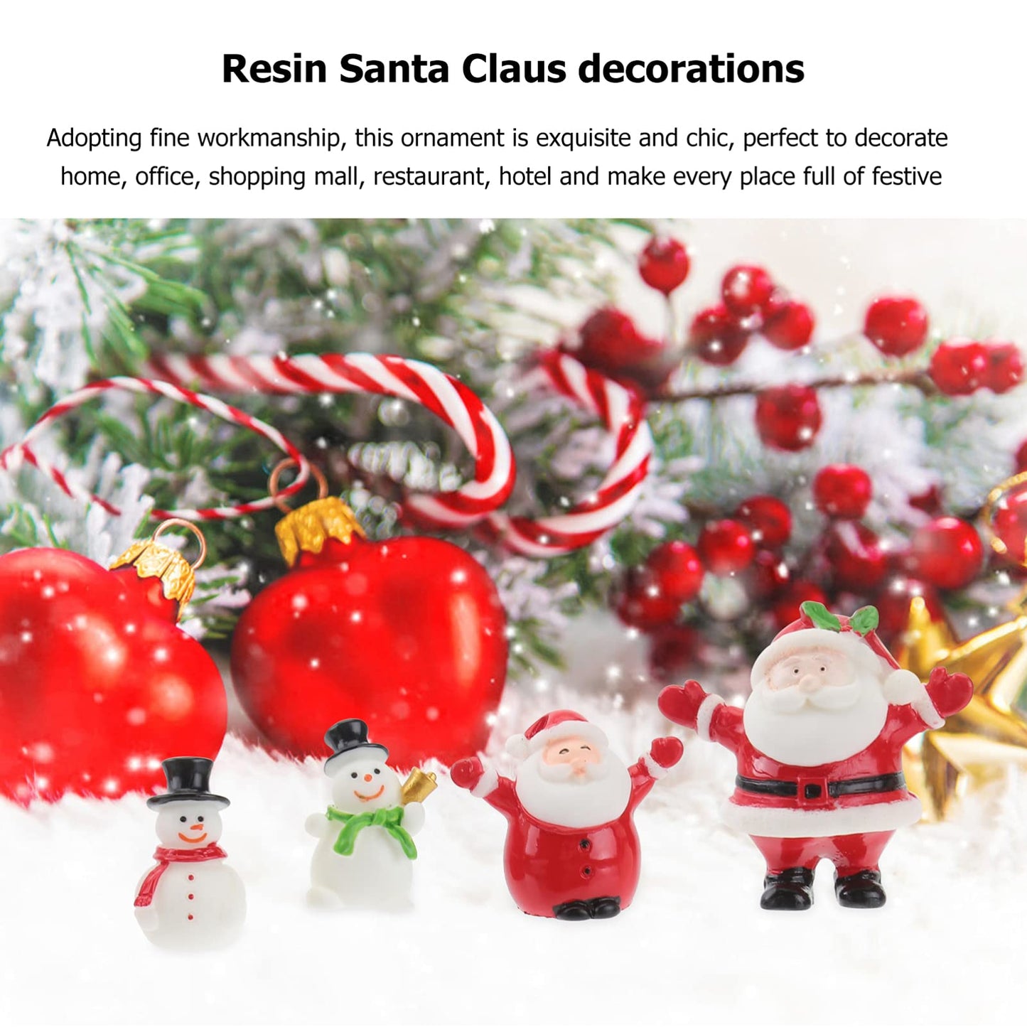 Happyyami 10 Pcs Santa Claus Resin Miniature Ornaments, Christmas Desktop Decorations for Home Office, for Holiday Decor and Children