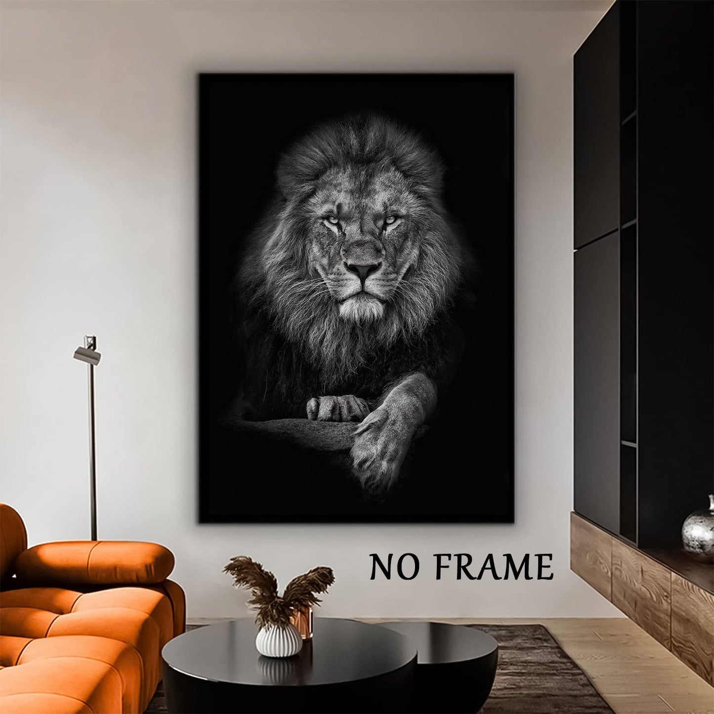Black And White Lion Canvas Wall Art Animal Prints Portraits Lion Head Wall Art Painting Black And White Animal Posters Lions Portrait Canvas Artwork Wild Animal Pictures Wall Decor 16x24inch No Frame