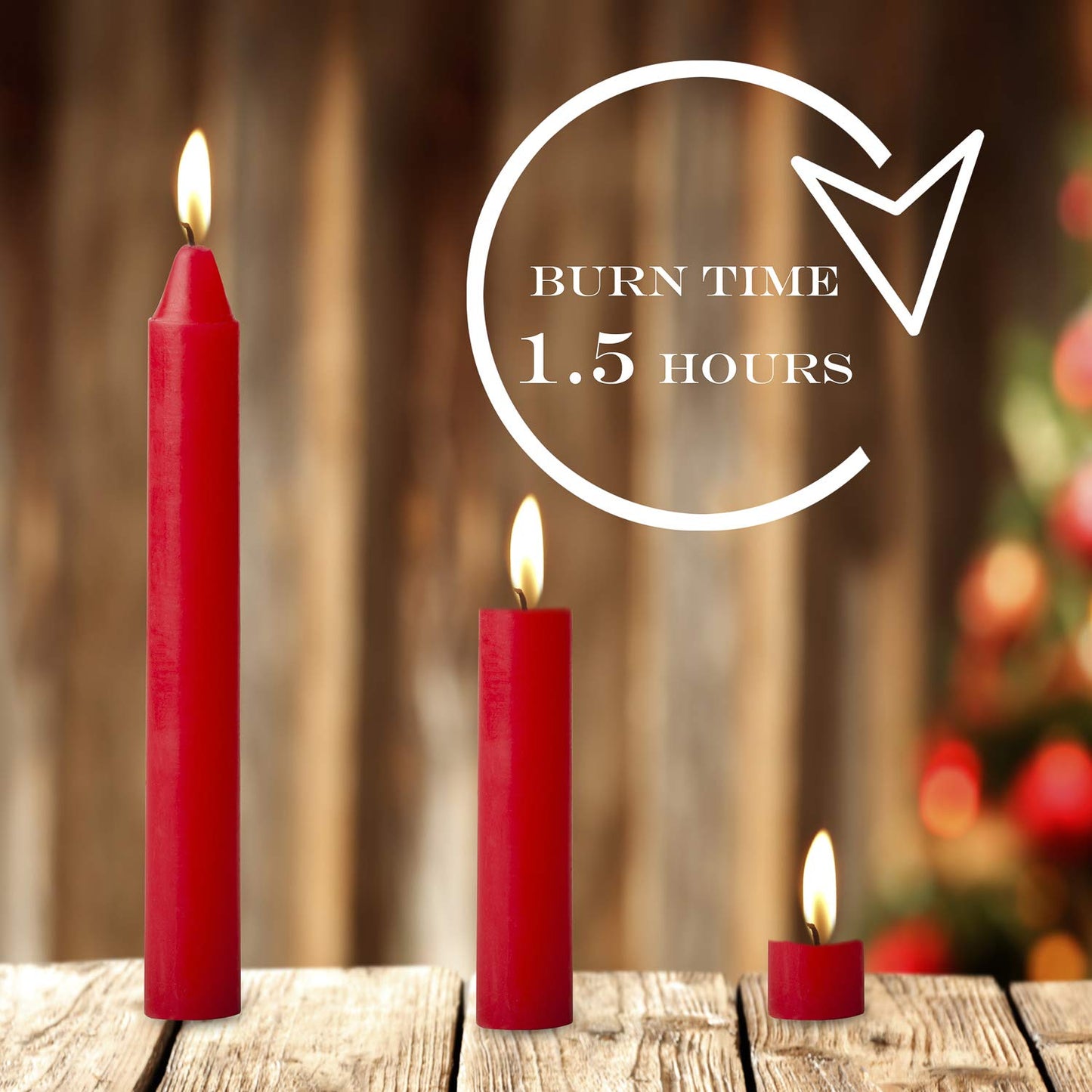 20pcs Candles for Christmas Tree - Decorations - Christmas Pyramids Carousel - 4 inch X 0.5 inch Diameter - 1.5 Hour Burn Time RED