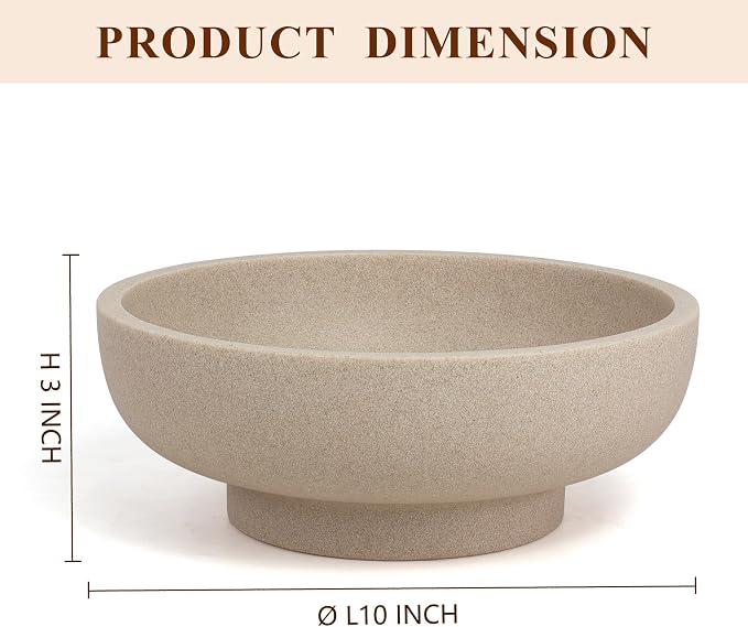 YMXYJM Large Decorative Bowl, Modern Resin Fruit Bowl for Kitchen Counter, Handmade Bowl for Home Decor, Stylish Key Bowl for Entry Table & Shelf, Artificial Stone Beige