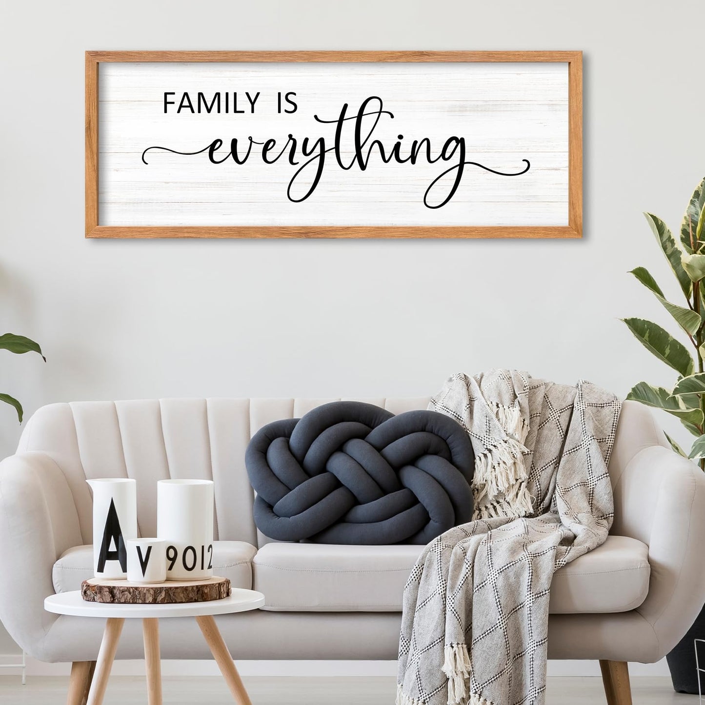 AuraPeak Family Is Everything Wall Decor Rustic Dining Room Sign for Horizontal Home Living Room Entryway Hallway Wood Hanging Plaque Wall Art Decoration (Wood 40"×15")