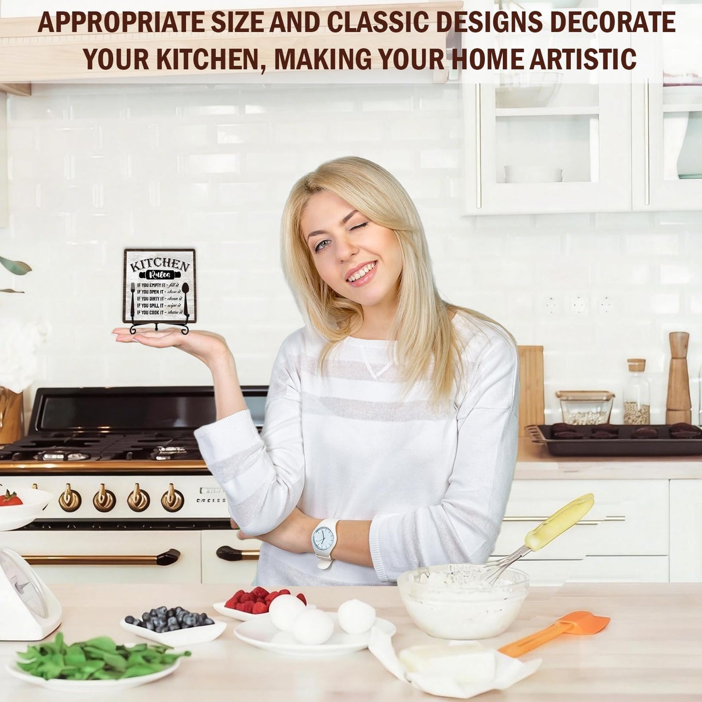 DETIHO Funny Kitchen Decor, Kitchen Signs for Counter, Rustic Wood Sign for Home Dining Room Coffee Shelf Table Display - G07