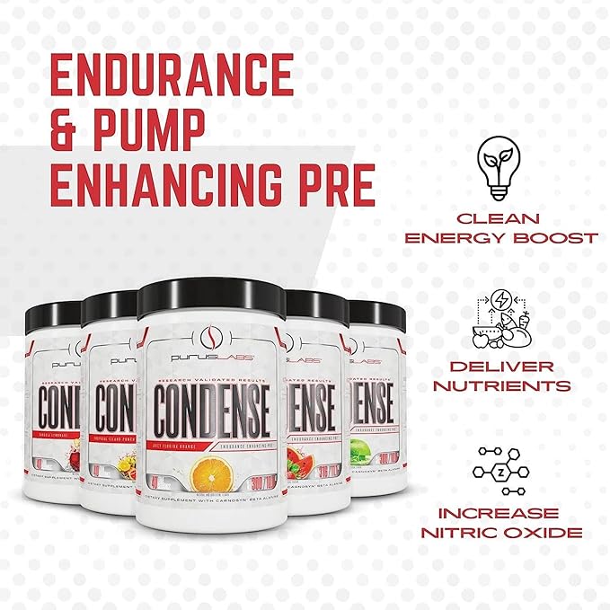 Purus Labs CONDENSE PreWorkout Powder, 40 Servings (Crisp Green Apple)