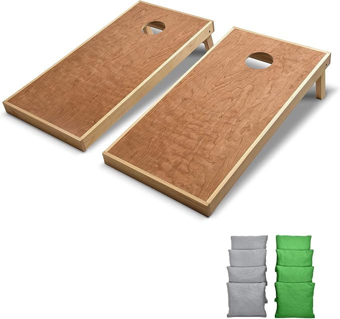 GoSports 4’ x 2’ Commercial Grade Cornhole Boards Set - Natural Wood Cornhole Boards, Choose from Different Bean Bag Color Combinations