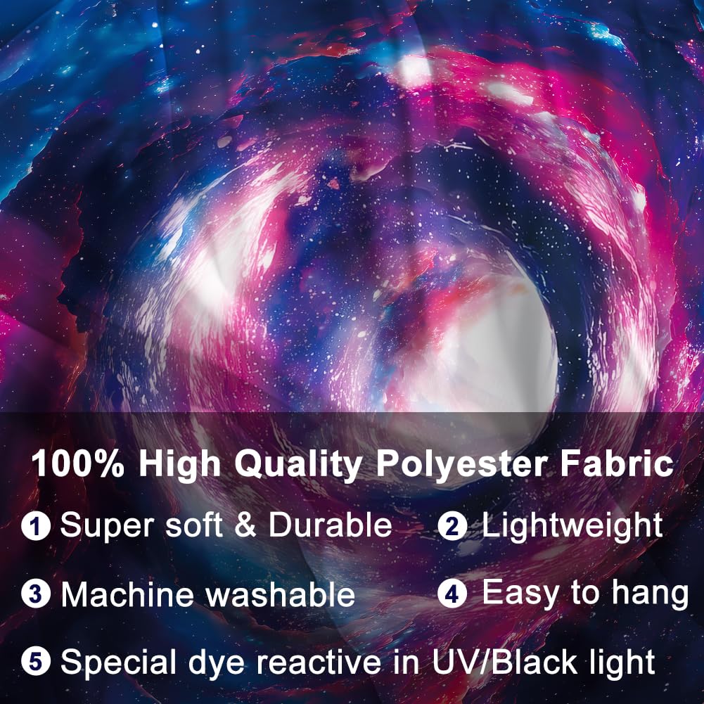 WEBEEDY Blacklight Galaxy Tapestry Milky Way Tunnel UV Reactive Tapestry Wall Hanging Black Light Poster Galaxy Space Tapestries for Bedroom Living Room Wall Decor Party Backdrop, 59x51 Inch